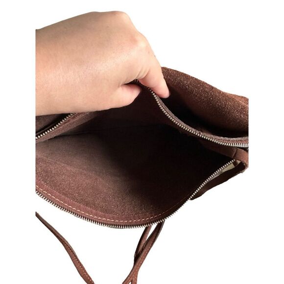 CHARLES ET‎ CHARLUS Croc Print Nubuck Leather Flap Handbag - Picture 3 of 4